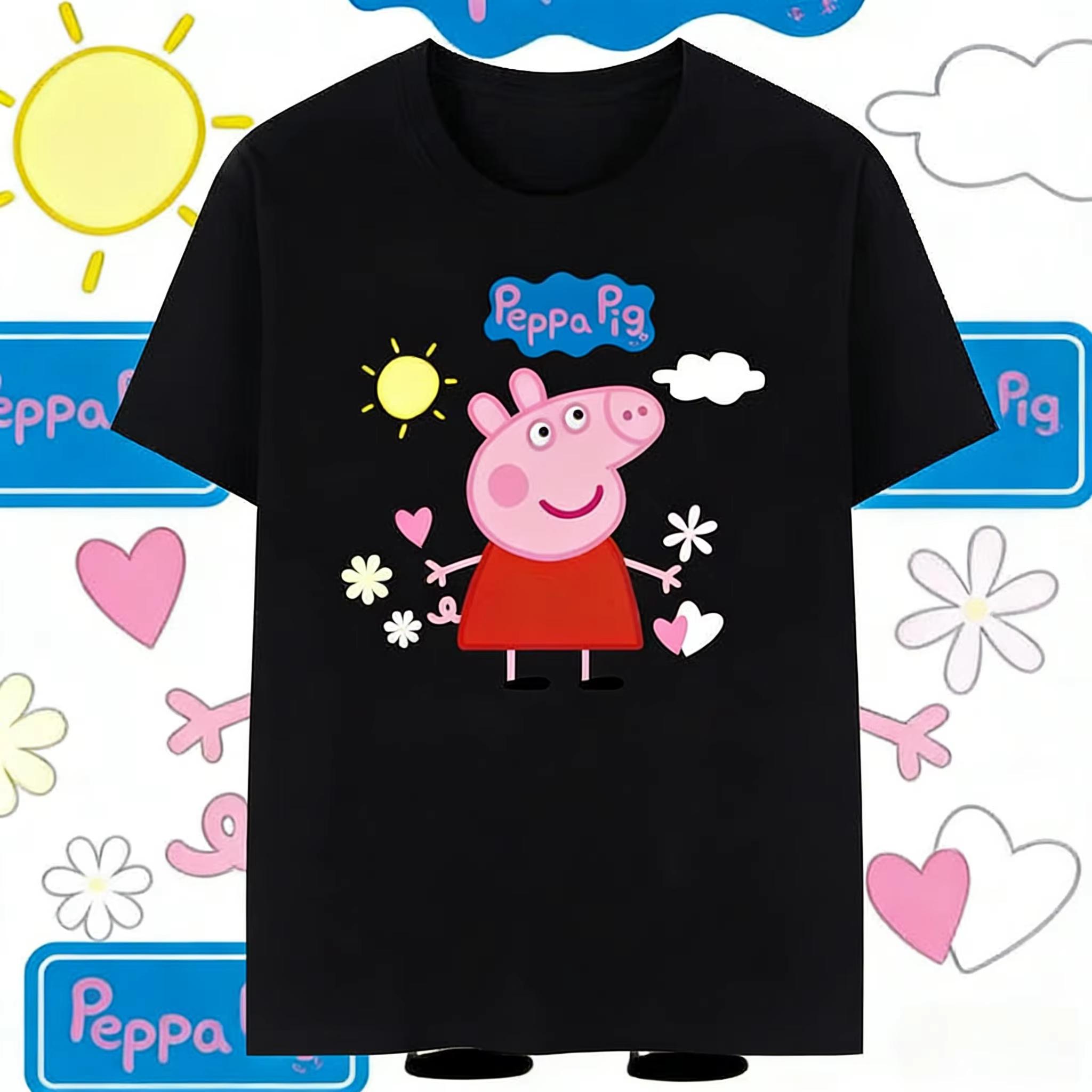 

2026 summer new Peppa Pig cartoon pattern printed Tshirt for both breathable and loosefitting suitable for casual wear S