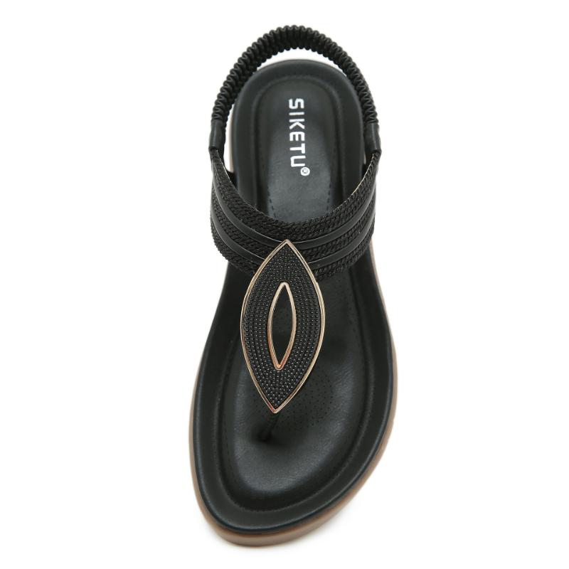 Fashion New Retro 2025 Fashion Soft Bottom Sandals Bohemian Weaving Comfortable Round Head Seaside Vacation Large Size Skirt Elastic