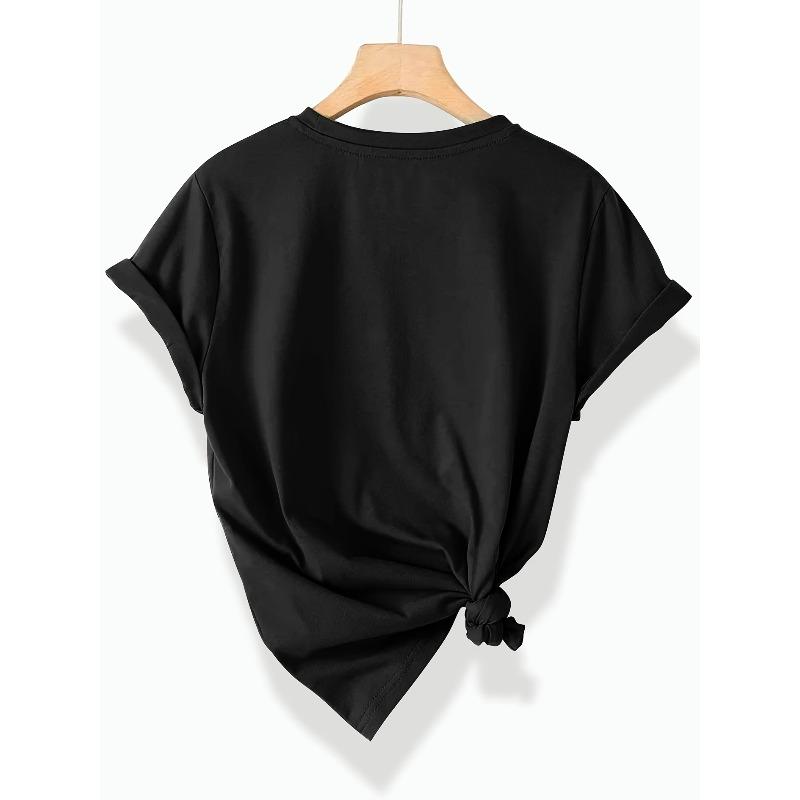 European Size Women'S Elegant Floral Print T-Shirt - Soft Stretchy Fabric, Round Neck Short Sleeve Top