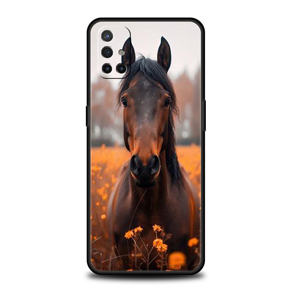 Phone Case For OnePlus 13 12 11 10 9 Pro 9T 13R 12R 10R 9R 9RT 10T 8T 8 Nord 2T CE 2 3 5G N30 Cover Black White Horses Galloping