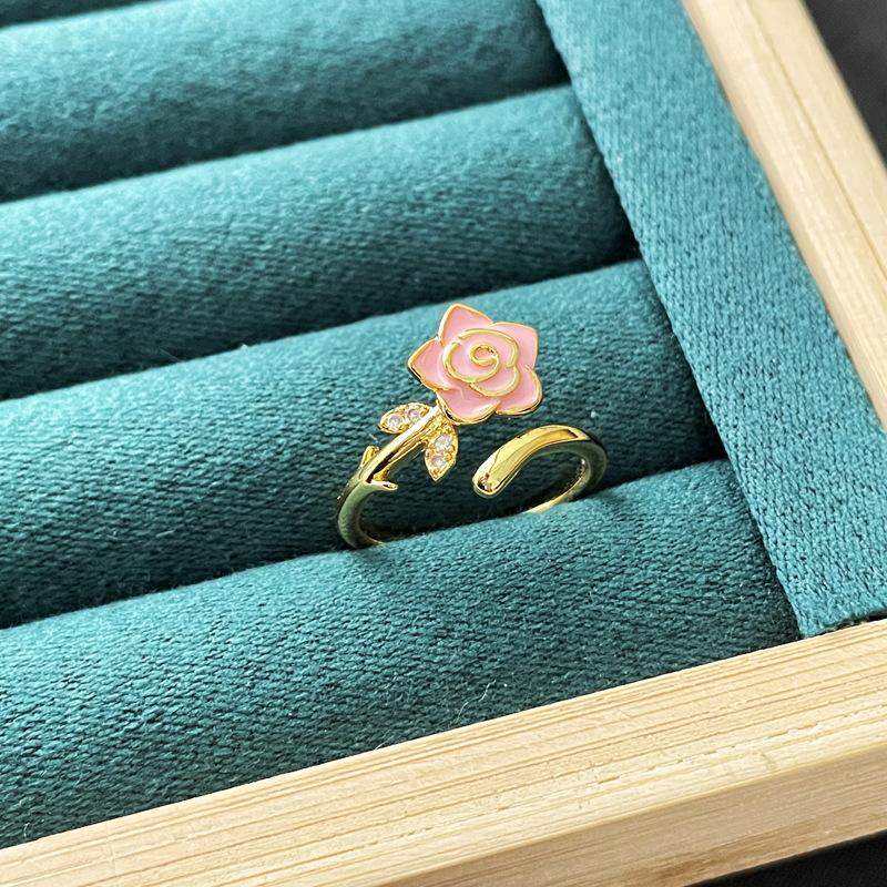 2026 Light Luxury Drop Glaze Butterfly Flower Ring Women s Niche Design Fashion Versatile Advanced Sense Adjustable Index Finger Ring Resizable