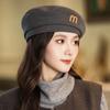 Retro M standard versatile solid color beret autumn and winter outdoor leisure windproof octagonal hat British style painter hat