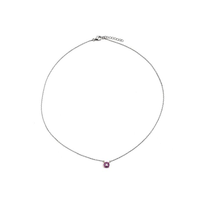 Collier Luxenter en argent 925 et zircon rose finition en rhodié - Siankho