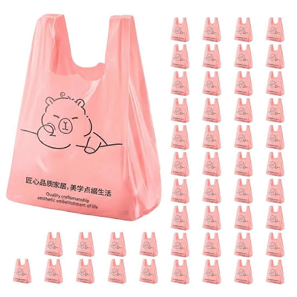 Pink Trash Bags Vest Style Heavy Garbage Bag Duty 50 Count - Leakproof for Kitchen Bathroom Home Office 4pcs