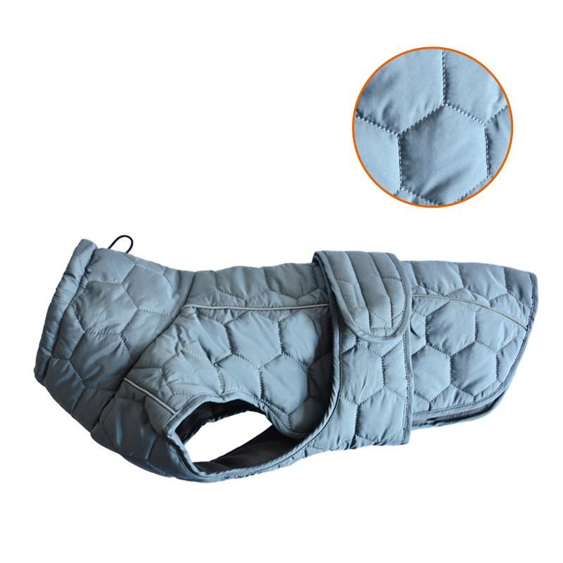 Thick Warm Dog Winter Coat Vest Outdoor Use Fleece Lined Pet Jacket In Grey Olive Green With Orange Trim