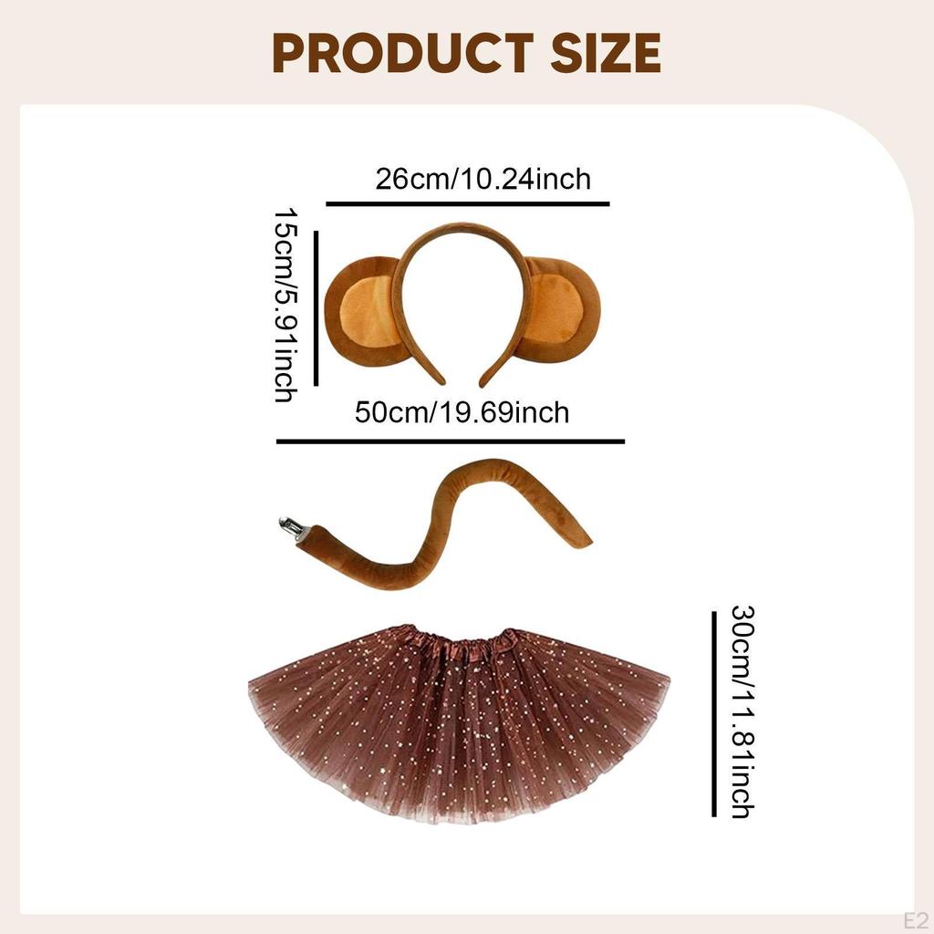 Monkey Ears and Tail Set Adorable Animal Costume for Festival Christmas