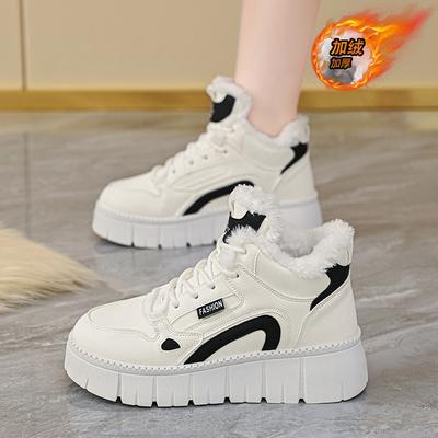 2025 winter fluweel high-top kleine witte schoenen nieuwe Koreaanse versie ins vrouwelijke student sport board schoenen casual verdikte katoenen schoenen