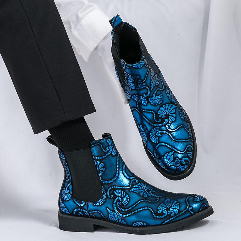 Fashion Luxury Brand Patent Leather Shoes Men's Boots Formal Low Top Casual Shoes Dress Boots Chelsea Business Ankle Boots Men 38-48
