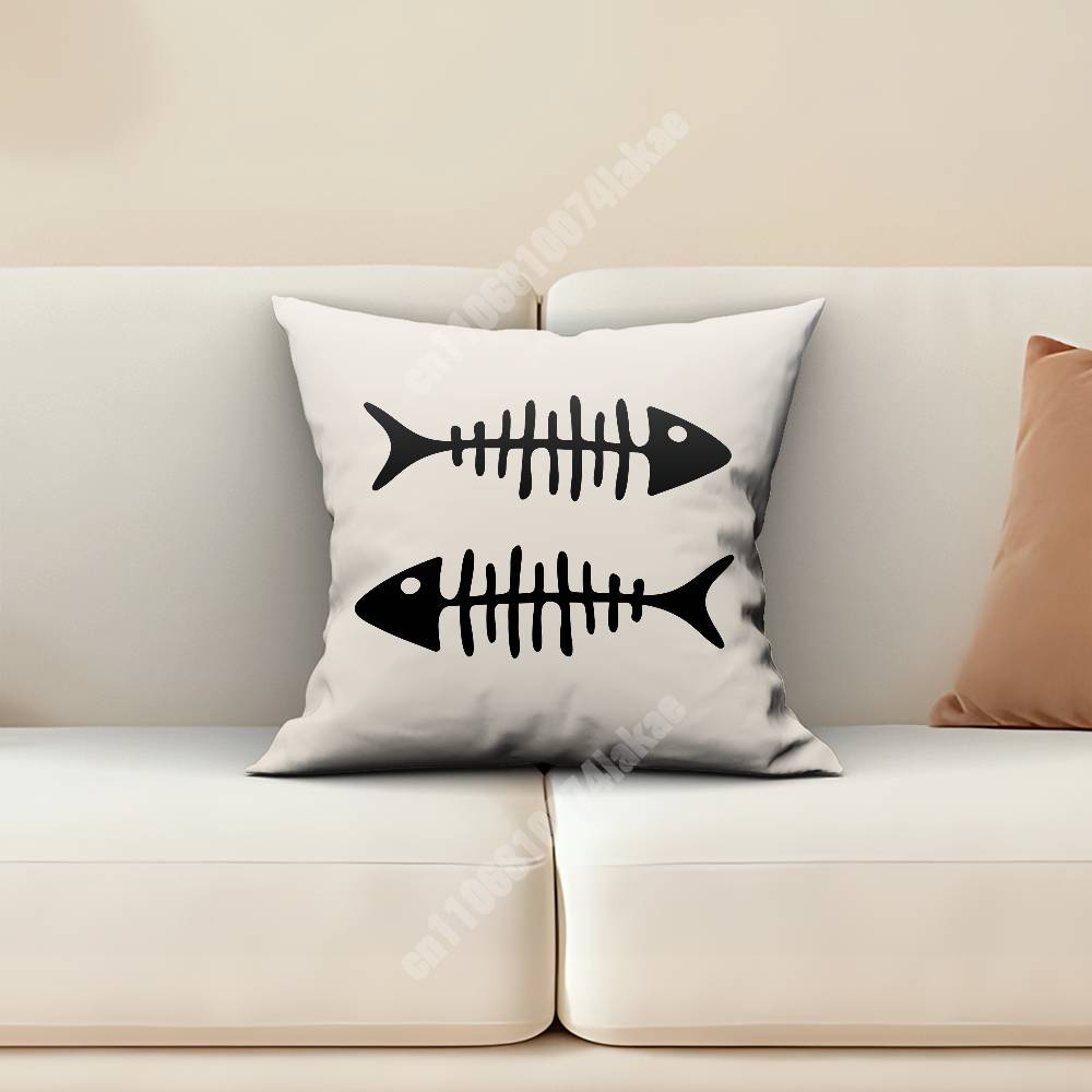Sardine Fish Retro Seafood Pillow Cover Sofa Couch Cushion Case Creative Workspace Accent Home Decor