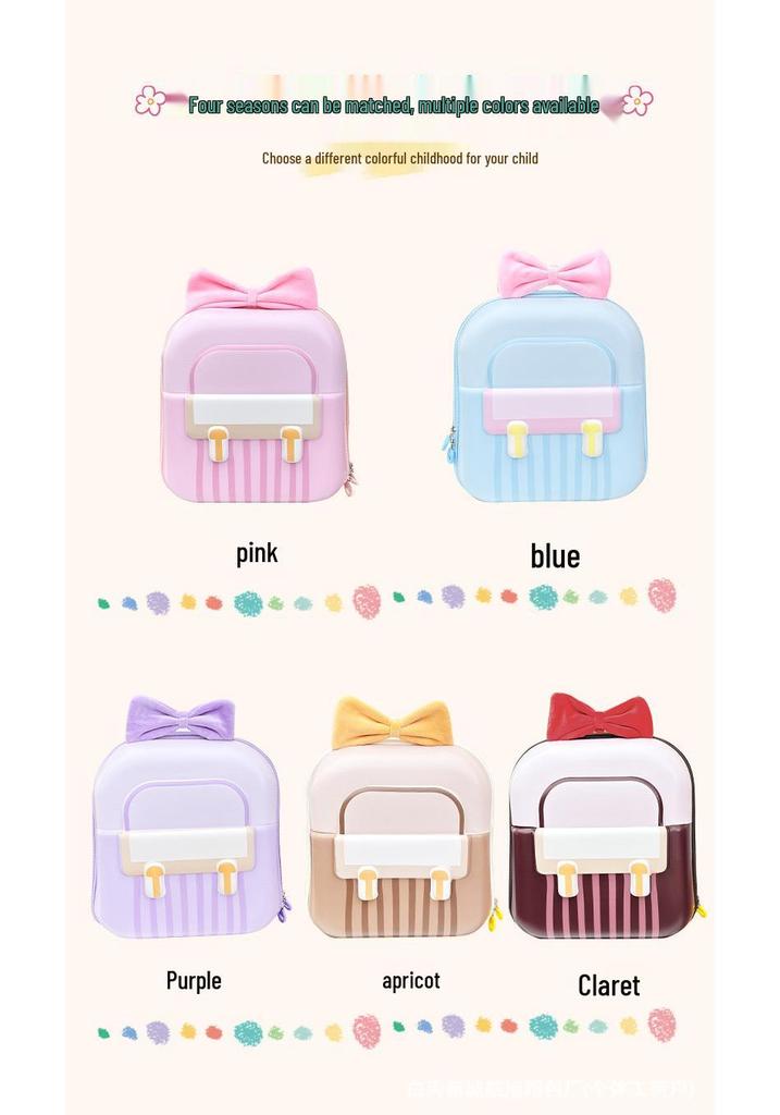 Kids Cartoon Bow Backpack - Cute, Lightweight, Double-Shoulder Bag for Kindergarten Boys & Girls