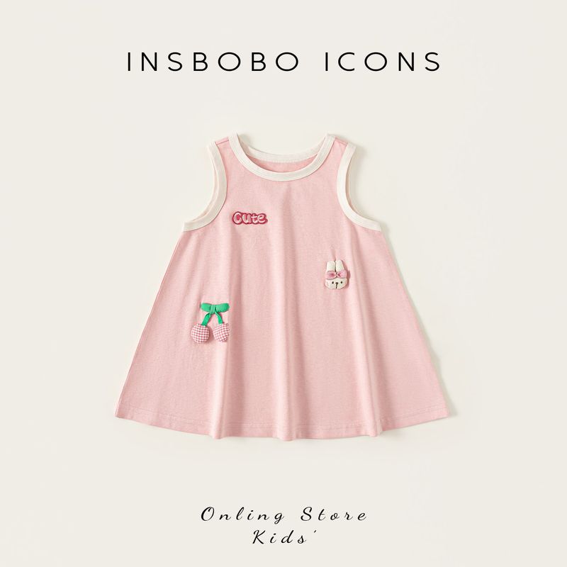 Insbobo Girls  Dress 2026 Summer New Style Baby Girl Tank Top Dress Children s Stylish Dress Beautiful Children s Clothing Pink 80
