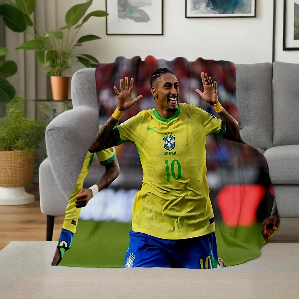 1pc Brazilian Footballer Victory Flannel Blanket,Ultra Soft Warm Plush Throw for Home Bedroom Bed Sofa Cover Office Travel Picnic. MT071029