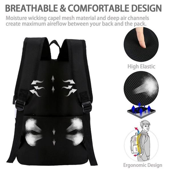 Anime Dragon Ball Black Usb Backpack for Teenager Girl Boy Back To Schoolbag Laptop Bag Daily Book Bag Men Women with Lightweight Bagpack Mochila