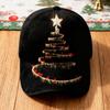 Christmas Tree Printed Baseball Hats Black Cloth New Year Baseball Hats Sunshade Baseball Caps Shade Caps Fishing Hats for Women