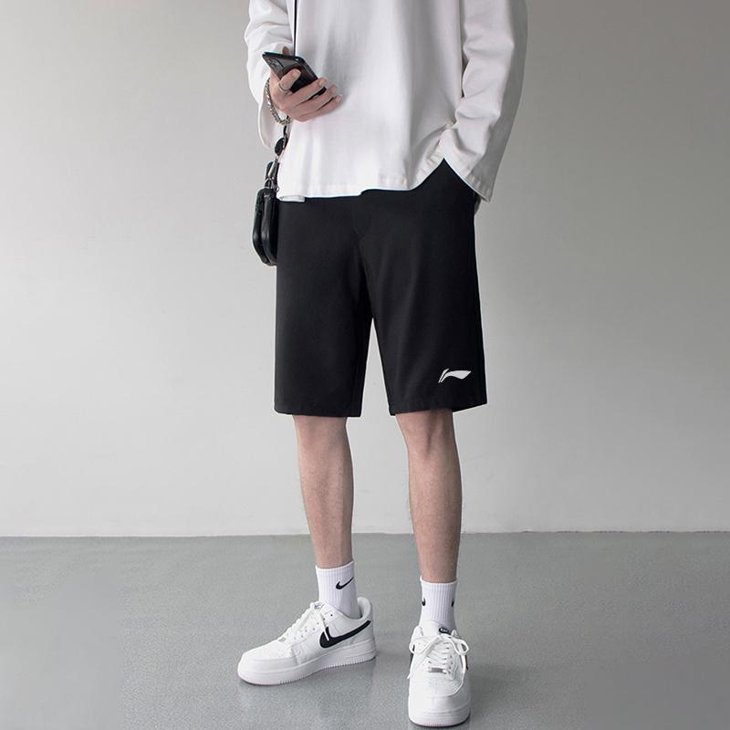Li Ning Logo Print Quick-Dry Sports Casual Shorts Men Shorts Black YKST059-1