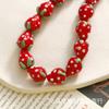 Girls' Heart Cute Strawberry Raspberry Glass Glass Beaded DIY Straight Hole Handmade Earring Accessories Accessories Materials