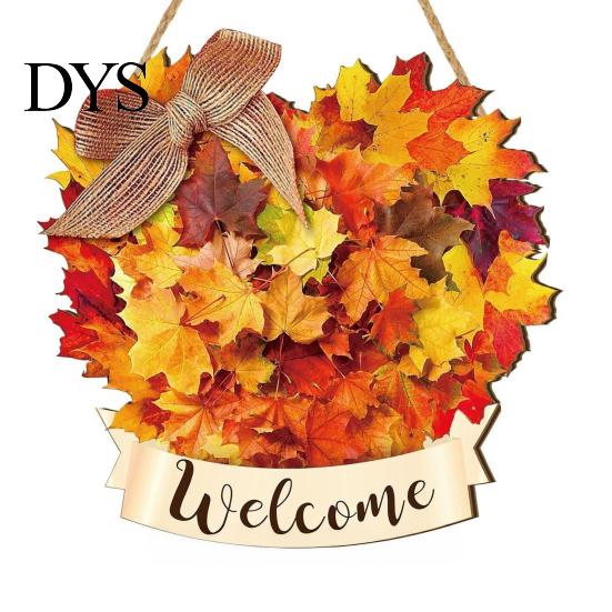 Rustic Thanksgiving Wall Hanging Fall Harvest Wooden Door Hanger, Pumpkin Sunflower Wood Welcome Sign, Seasonal Home Decoration Front Decor