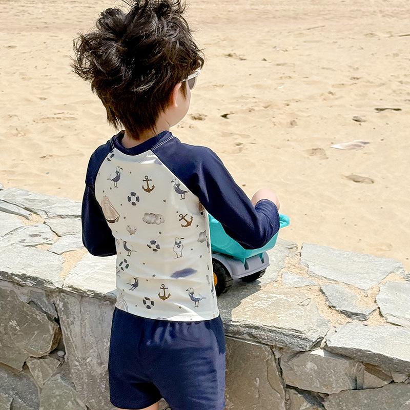 2025 New Boys' Cute Quick-Dry Ocean-Themed Split Swimsuit Beachwear