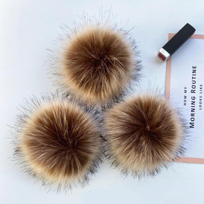 1PC Faux Fur Pompom Hat Ball Hairball DIY Handmade Pom Poms for Handcraft Colorful False Pompon With Rubber Band Hat Accessories