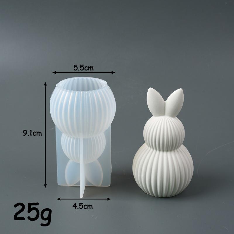 Striped Easter Egg Candle Silicone Mold DIY Rabbit Ear Egg Soap Paste Resin Candle Gypsum Decoration Mold Art Gift