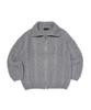 OTHERFITS Cable High-Neck Knit Zip-Up (Gray)
