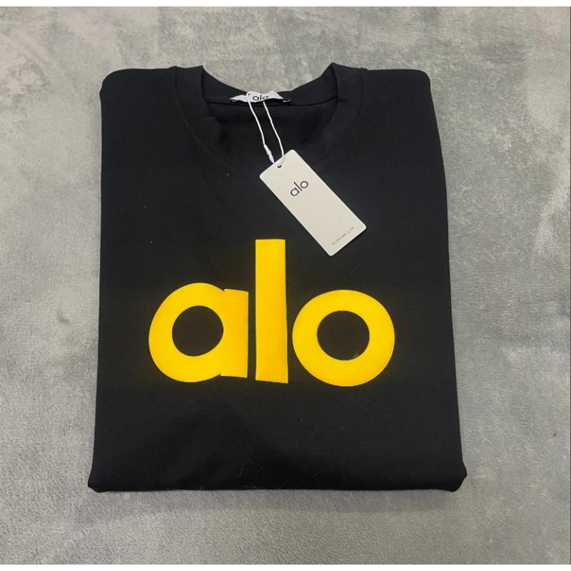 ALO Baumwolle Lockere Passform Unisex Rundhals T-Shirt Streetwear Lässiges Oberteil