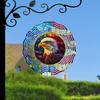 Vintage Patriotic Wind Spinner Outdoor Decor 10 Inch 2D Hanging Kinetic Yard Art for Garden Housewarming Gift Laser Cut Metal Geometric Pattern