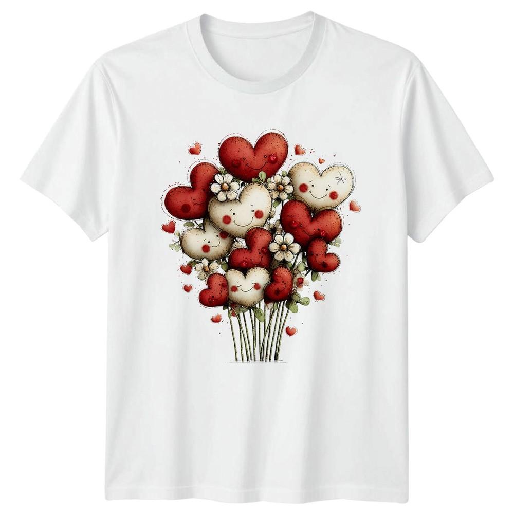 Hearts Flowers Valentines Day Unisexs TShirt Unisexs Tee Graphic Unisex Top S
