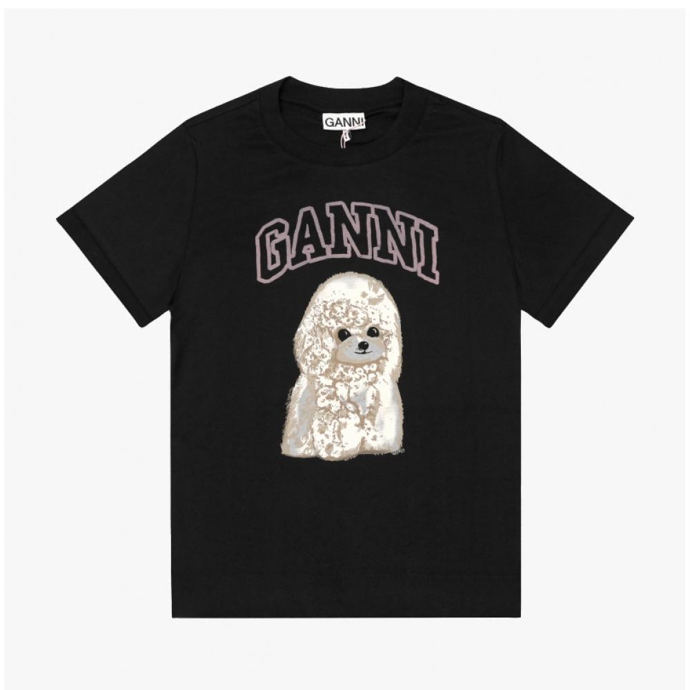 Ganni Women Poodle Logo PrinT Baby FiT T shirT T4239 252