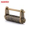 NAIERDI Lucchetto antico Bronzo vintage Retro combinazione password serratura portagioie hardware per lucchetto
