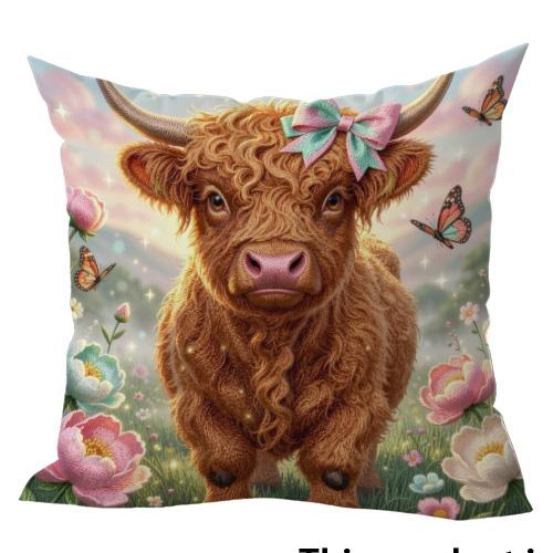

1/4pcs Cute Cow Patterned Pillow Covers Sofa bed cushion cover home bedroom decoration, 2D flat printing 45x45cm-1pcs