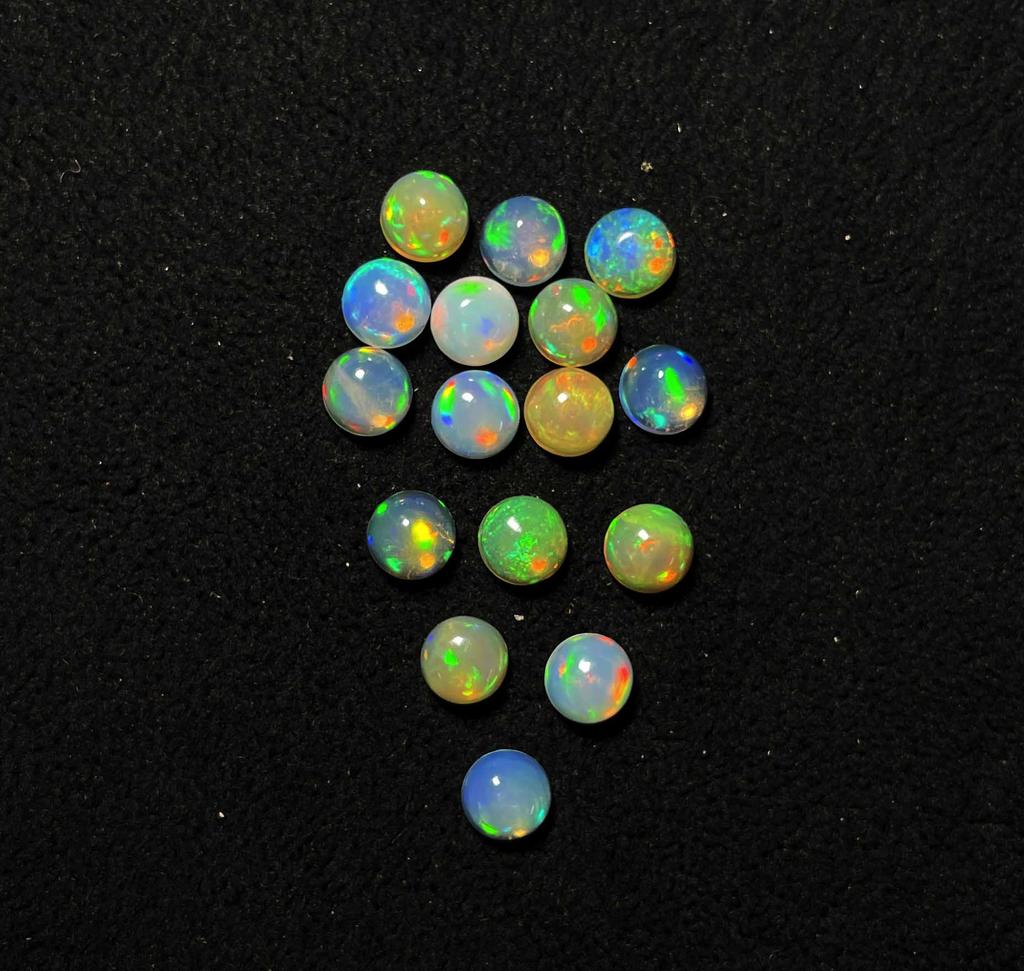 Natural Ethiopian Opal Round Cabochon Loose Gemstone Lot 5 Pcs 7 MM Opal Cabochon Gemstone For Jewelry Making
