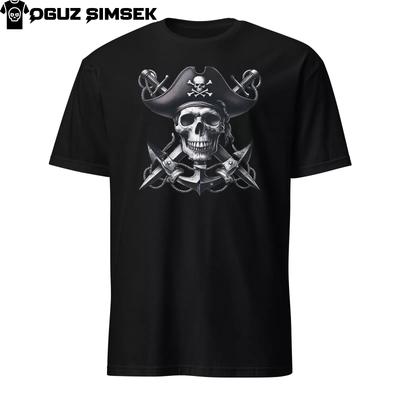 T-shirt Unisex a Maniche Corte Uomo Donna Top: Design Unico Teschio Pirata Jolly Roger - Maglietta