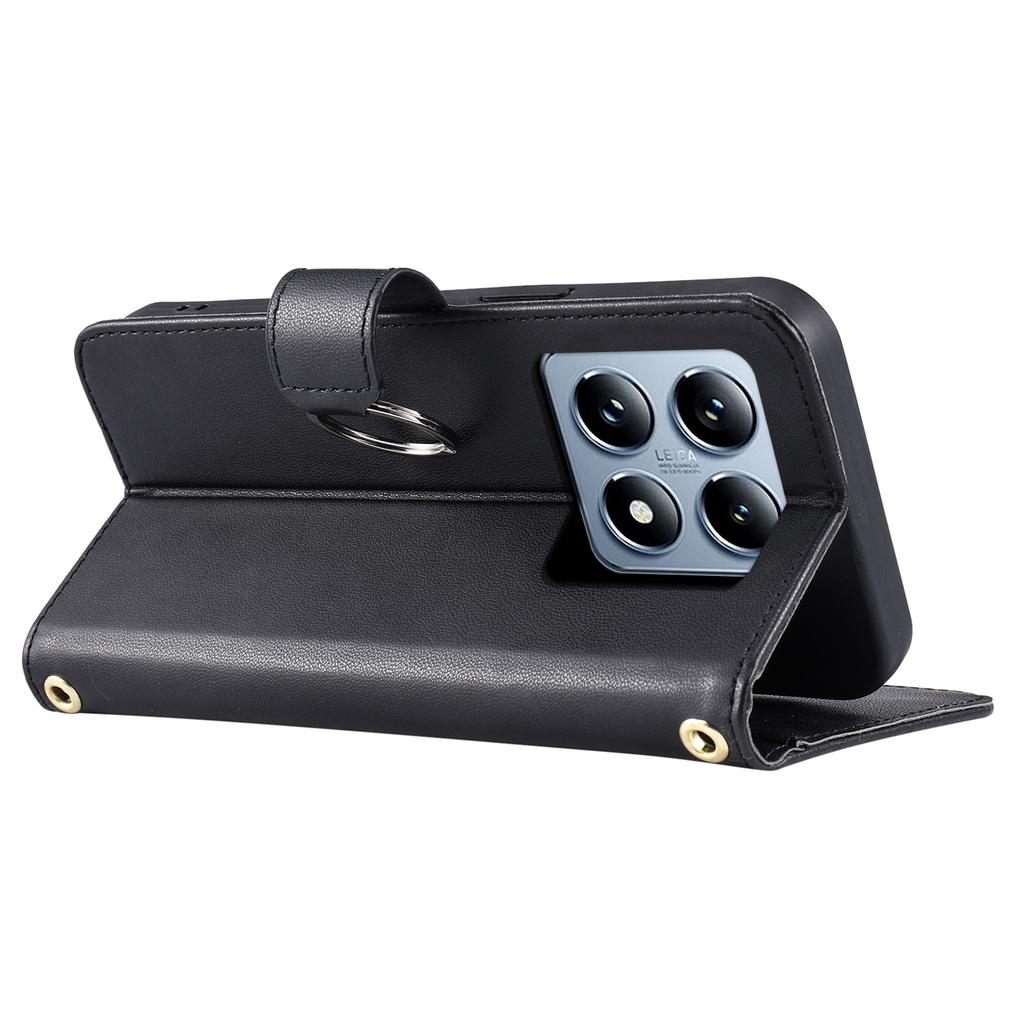 Pro Xiaomi 14T Kožené pouzdro crossbody Prstenová přezka Peněženka Stojánek Kosočtvercové pouzdro na mobil