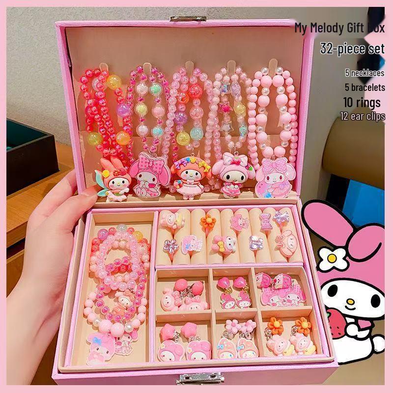 Kuromi Kids' Jewelry Gift Set: Necklace, Bracelet, Ring, Exquisite Box for Girls' Birthday