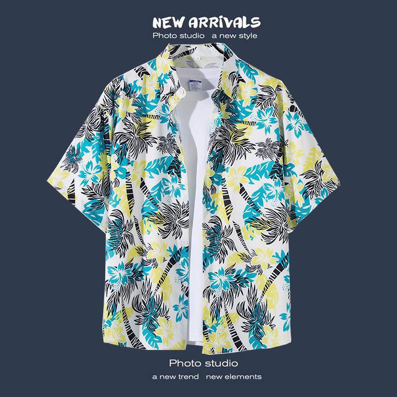 Hot-selling Couple Flower Shirt South East Asia Style Hawaiian Beach Wear Loose Casual Jacket Spot
