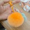 1 Pezzo Portachiavi Peluche Dolci e Soffici Portachiavi per Chiavi Auto Mandarino Ciondolo Portachiavi Pelliccia di Coniglio Rex Pompom Arancione di Lusso Carino
