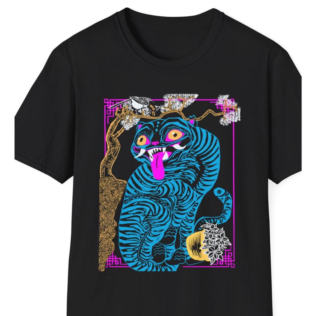 KPop Demon Hunters Derpy Tiger Merch T Shirts Fashion Vintage Gothic T-shirts Tops Men's Women Clothing Cotton Oversized T Shirt