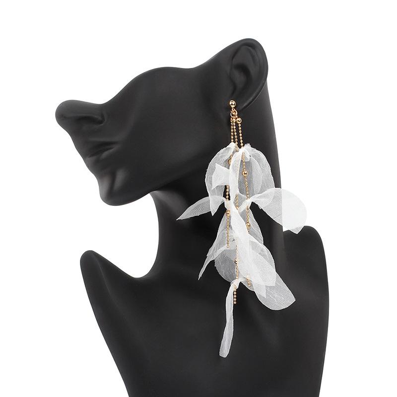 Less Heart Temperament Fringed Fabric Earrings, Handmade Niche Long Fairy Earrings