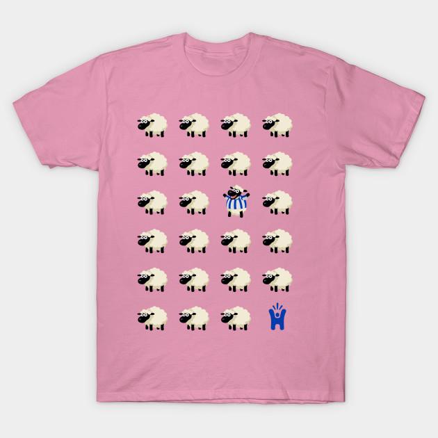 T Shirt Women Blue And White Striped Unique Sheep Happy Me Harajuku Print Kawaii Tshirt Summer Short Sleeve Female T-Shirt Top Tee