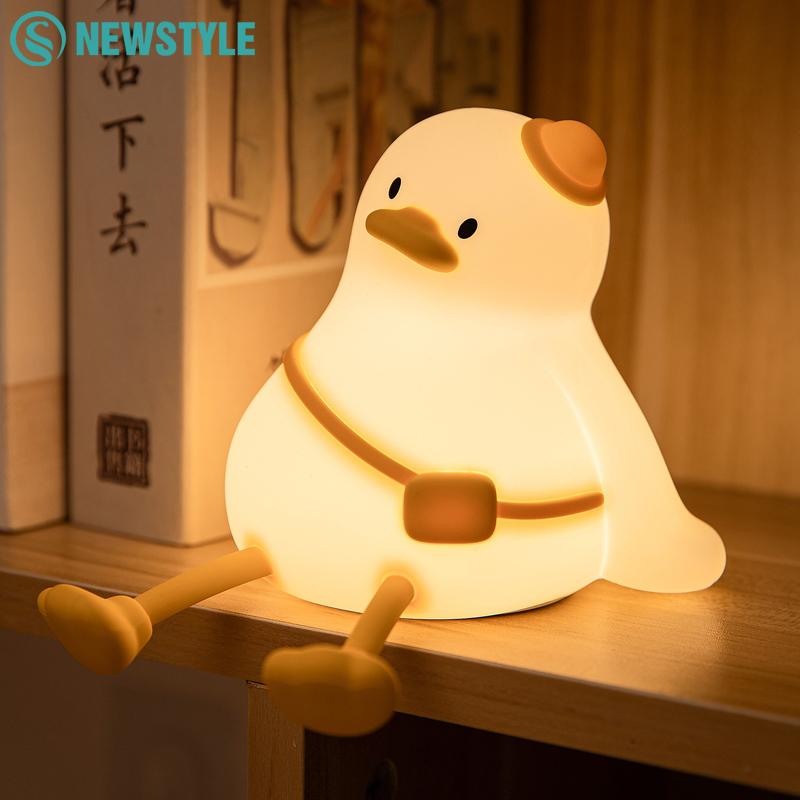 Yumuşak Silikon Ördek Gece Lambası 3 Seviyeli Dim Edilebilir Uyku Lambası Dokunmatik Sensörlü Yatak Odası Dekorasyonu İçin
