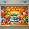 Colorful Balloon Cake Gift Ribbon Themed Banner Decoration Backdrop Birthday Party Home Decoration Photography Backdrop Cloth