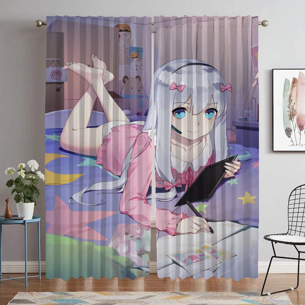Eromanga Sensei Kitchen Curtains for Camera Elegant Room Curtains 2 Pieces Blackout Curtain Shades Halloween Decoration Living