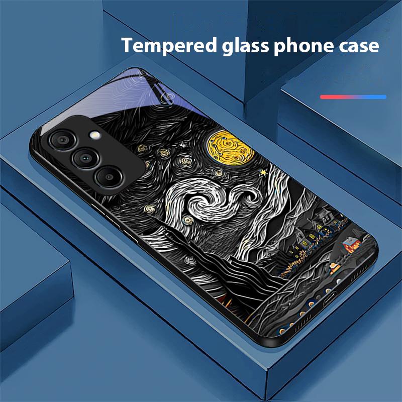 

Ретро Масляная Живопись Чехол для Телефона из Закаленного Стекла Черного Цвета для Samsung Galaxy A15 5G 54 4G 51 50 24 35 90 71 12 51 53 52S 80 22 34 For Samsung A34 5G