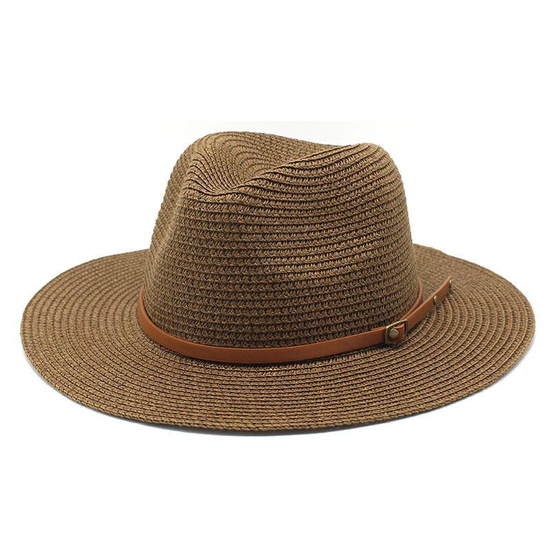 Hot Summer Sunscreen Outdoor Shade Panama Hat White Flat-brimmed Retro Jazz Top Hat Men's and Women's Hats