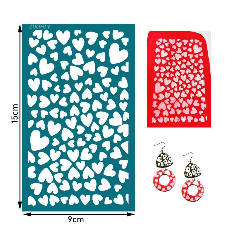 Washable Silk Screen Stencils Soft Pottery Polymer Clay Geometric Animals Plants Craft Embossing Tool DIY Earring Jewelry Mold