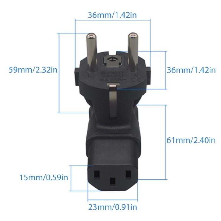 IEC 2Pin Male to 3Pin Female IECC13 to EU4.8 Europe Power Plug Adapter Converter
