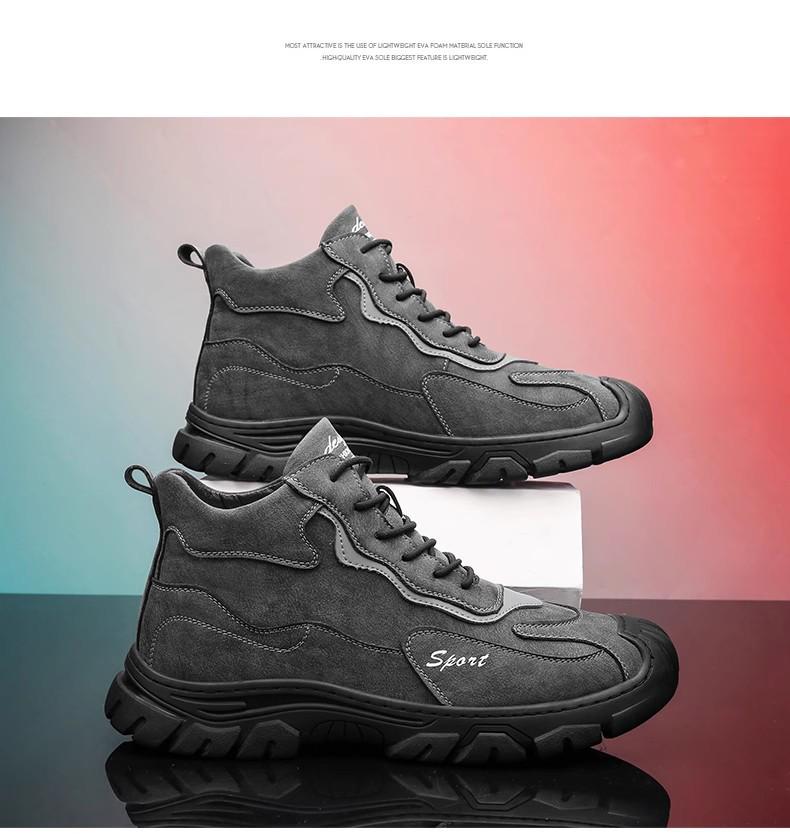 

Мужские зимние хлопковые ботинки на высоком ходу с меховой подкладкой: Толстая подошва, теплый вельвет, нескользящая повседневная спортивная обувь. 44