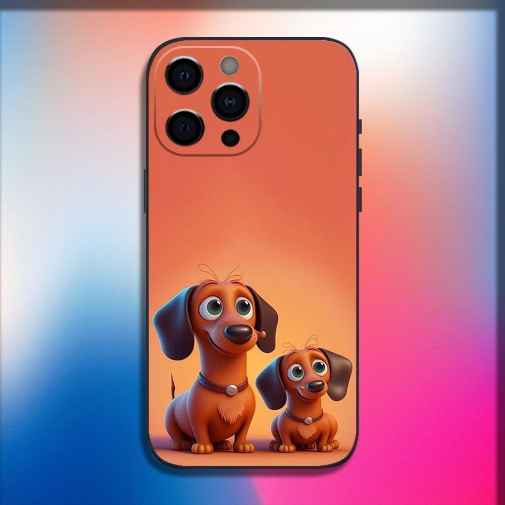 

Смешная собака такса питомец чехол для телефона для iPhone 16,15,14,13,12,11,Pro,X,XS,Max,XR,Plus,Mini Мягкая черная крышка iPhoneX