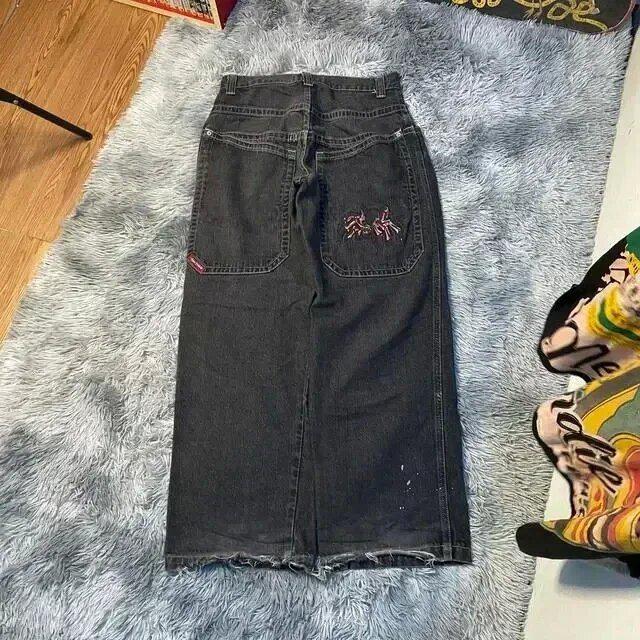 Jeans dritti ricamati Y2K da uomo - Casual, denim lavato abbinabile a tutto L